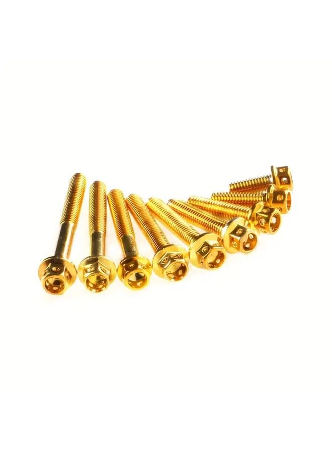 M6x1 25x25mm 10 قطع براغي دراجات نارية برأس سداسي وشفة مطلي بالذهب التيتانيوم من الفولاذ المقاوم للصدأ 304 - Image 4